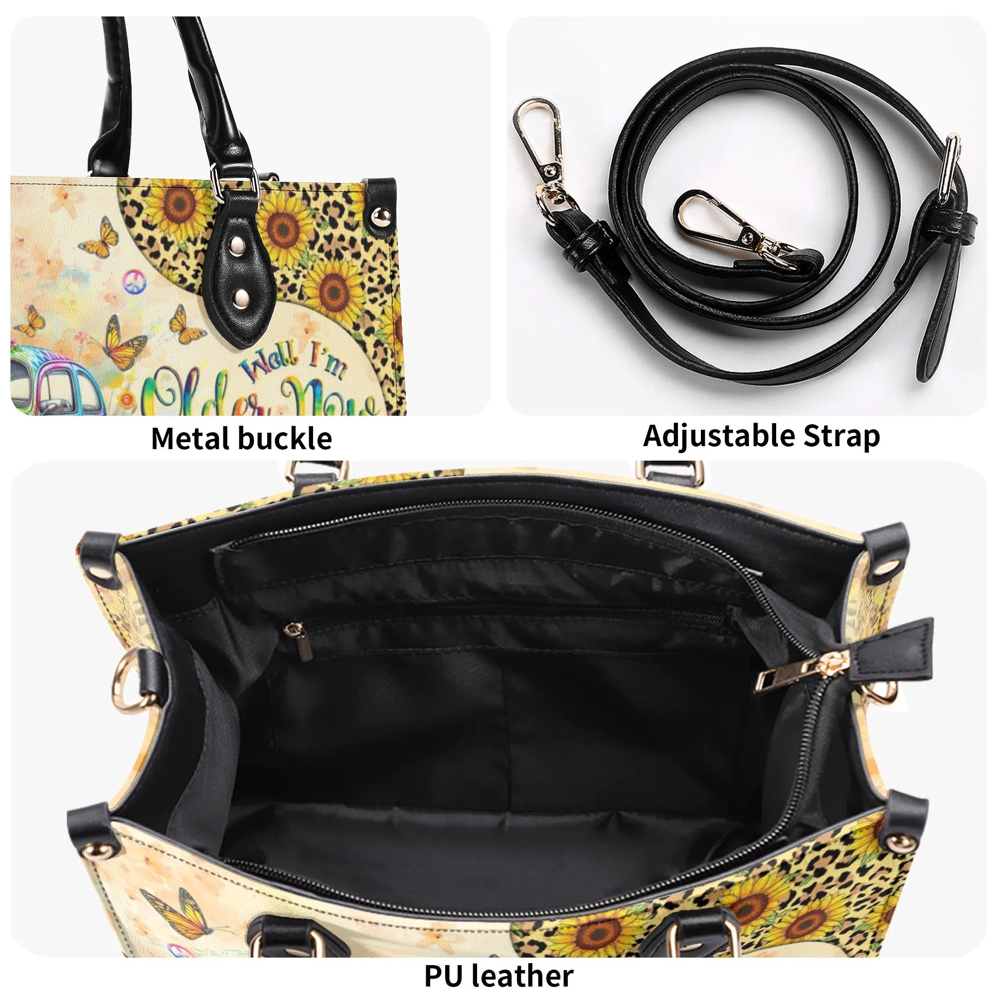 Older Now but Still Running Against The Wind Tie Dye VW Bug Hippie Leather Bag _9_ tHLEG