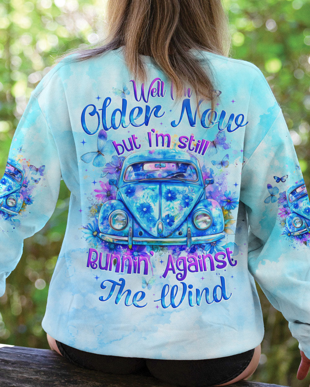 Older Now but Still Running Against The Wind Tie dye Blue VW Car AOP Shirts _7_ jxSe4