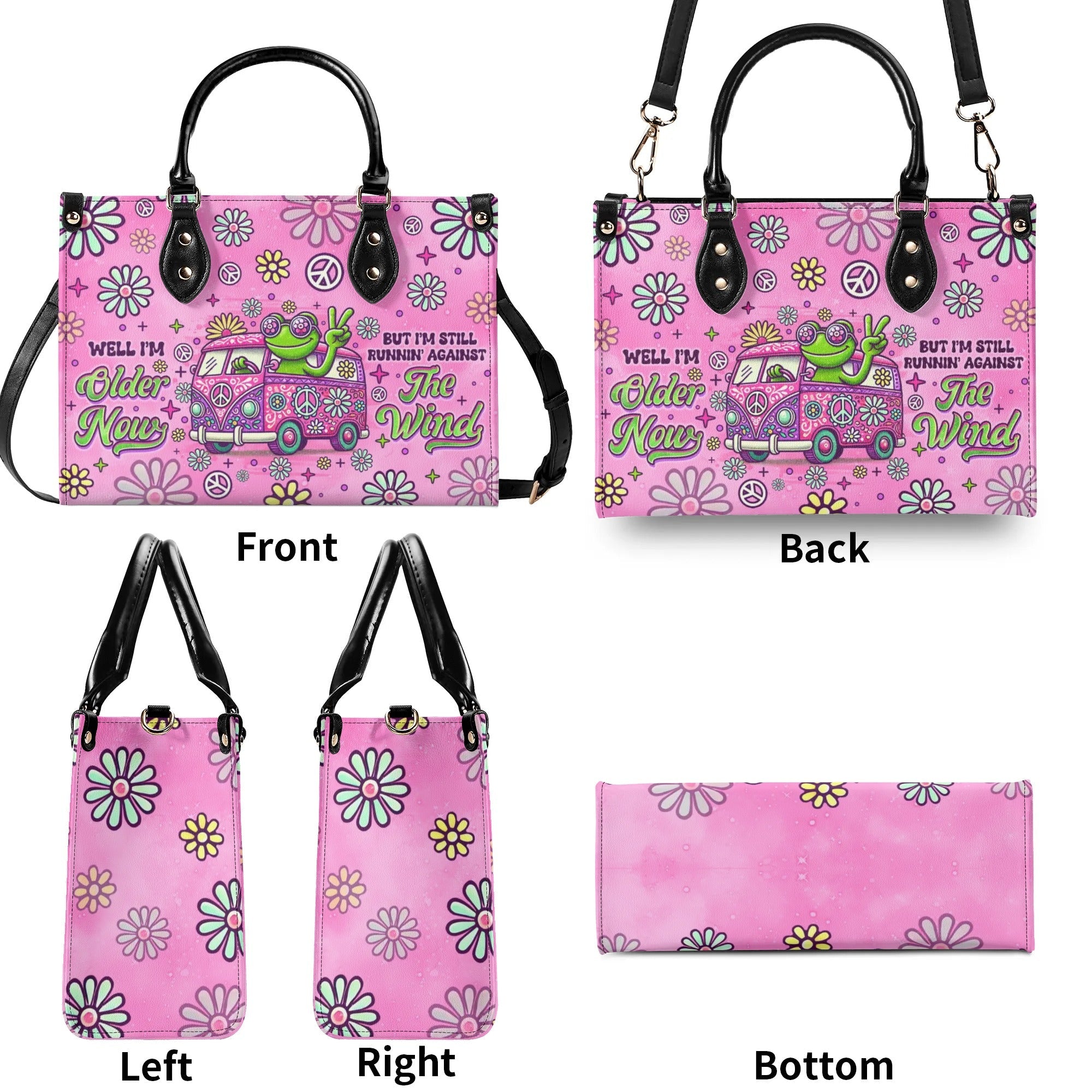 Older Now but Still Running Against the Wind Frog and Hippie Van Leather Bag _10_ 3qcFA