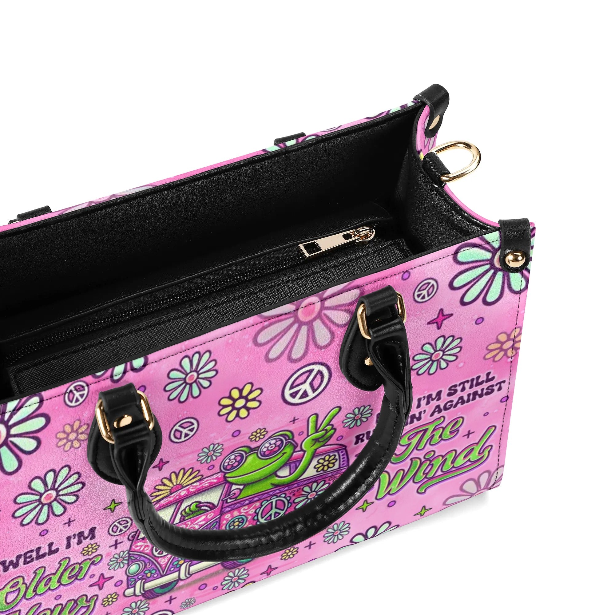 Older Now but Still Running Against the Wind Frog and Hippie Van Leather Bag _4_ ljQeJ