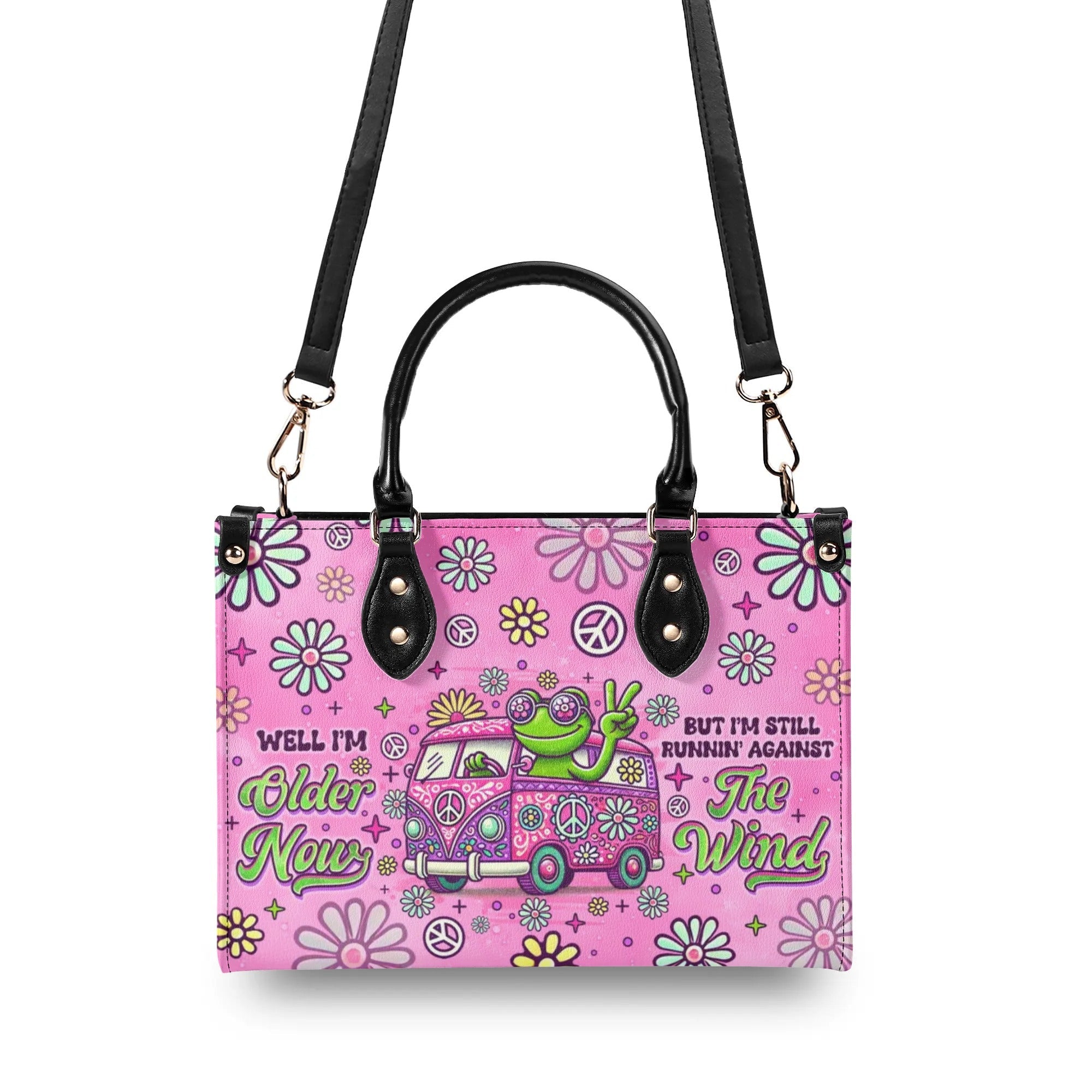 Older Now but Still Running Against the Wind Frog and Hippie Van Leather Bag _7_ fjtER