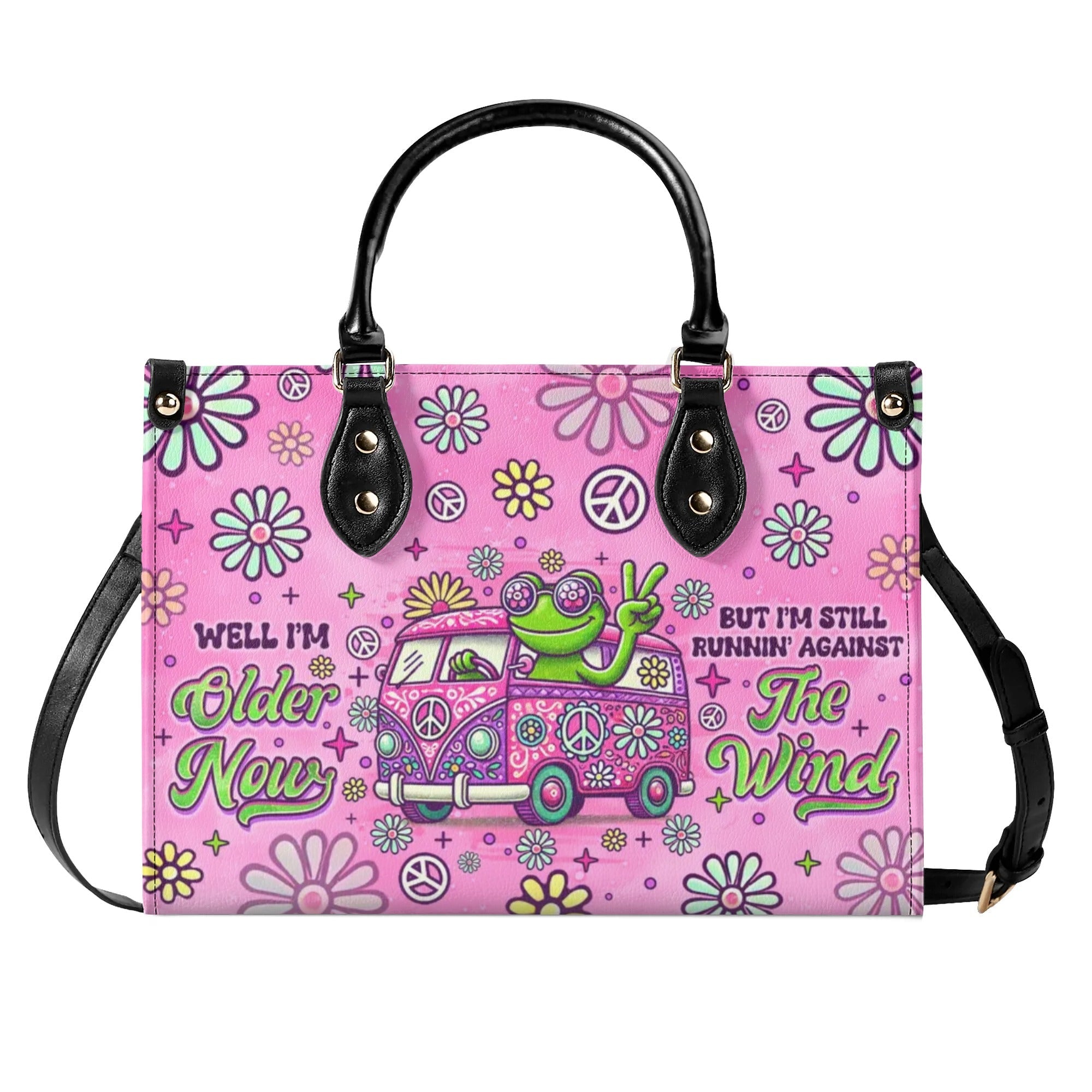 Older Now but Still Running Against the Wind Frog and Hippie Van Leather Bag _9_ 6cTgB