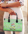 Older Now but Still Running Against the Wind Green Retro Car _26 Flowers Leather Bag _10_ Z2rzz
