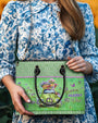 Older Now but Still Running Against the Wind Green Retro Car _26 Flowers Leather Bag _9_ w0Jlm