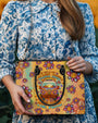 Older Now but Still Running Against the Wind Retro Van and Flower Hippie Leather Bag _11_ d24YC