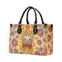 Older Now but Still Running Against the Wind Retro Van and Flower Hippie Leather Bag _7_ RyUEQ