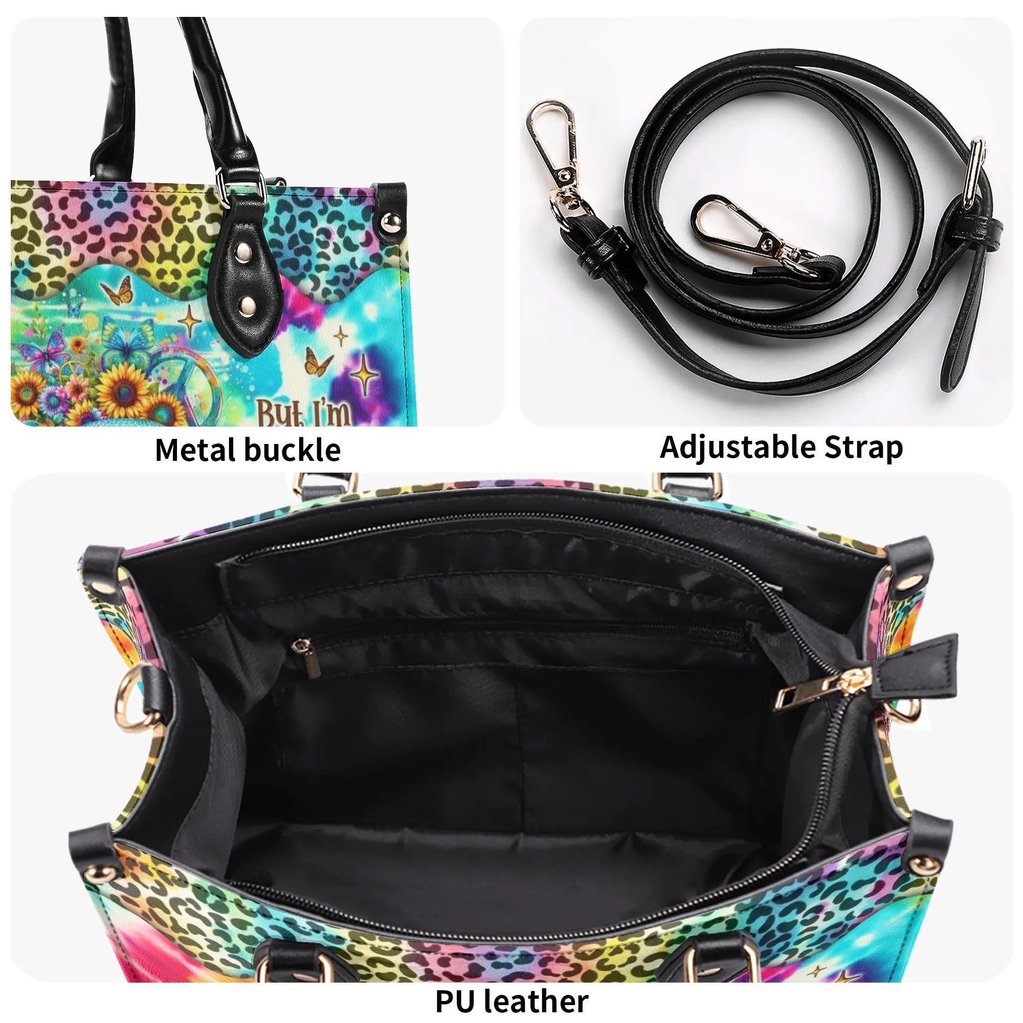 Older Now but Still Running Against the Wind Tie Dye VW Bug Leopard Sunflower Leather Bag _10_ cC9O7