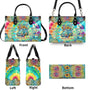 Older Now but Still Running Against the Wind Tie Dye VW Bug Leopard Sunflower Leather Bag _11_ HgoDG