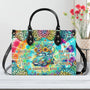 Older Now but Still Running Against the Wind Tie Dye VW Bug Leopard Sunflower Leather Bag _3_ 1VTrW