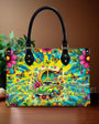 Older Now but Still Running Against the Wind Tie Dye VW Bug Peace Hippie Leather Bag _9_ Huy5R