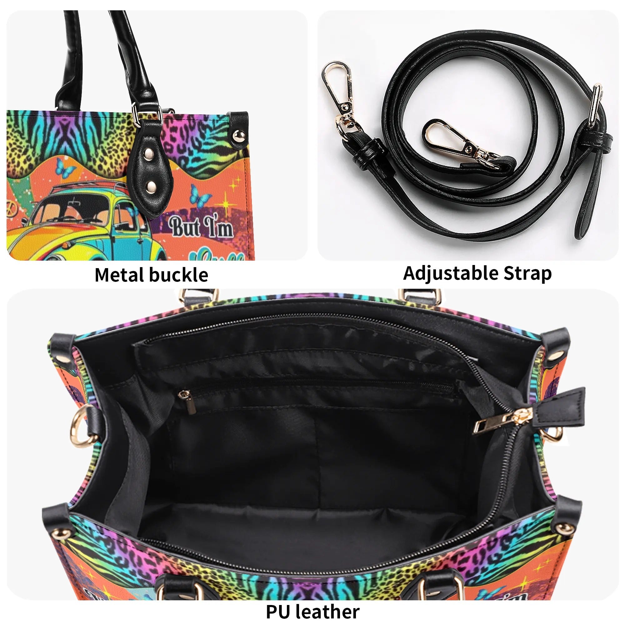 Older Now but Still Running Against the Wind VW Bug and Leopard Hippie Leather Bag _9_ 9Tvdd