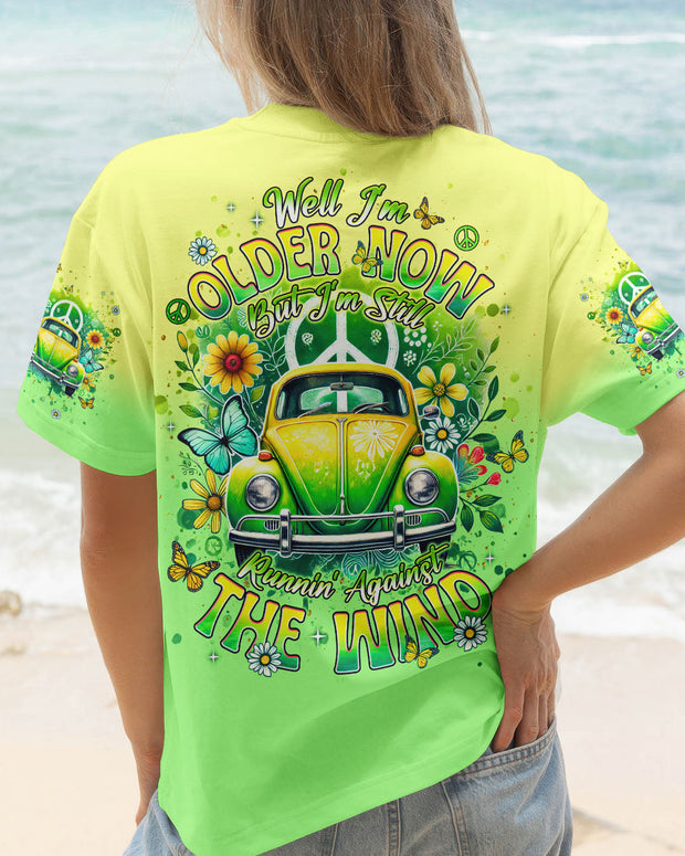 Older Now still Runnin' Against the Wind - Peace & Floral Hippie Car - AOP Shirts
