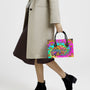 On a Dark Desert Highway Cool Wind in My Hair Hippie Van Sunflower Tie Dye Leather Bag _9_ Wr01o