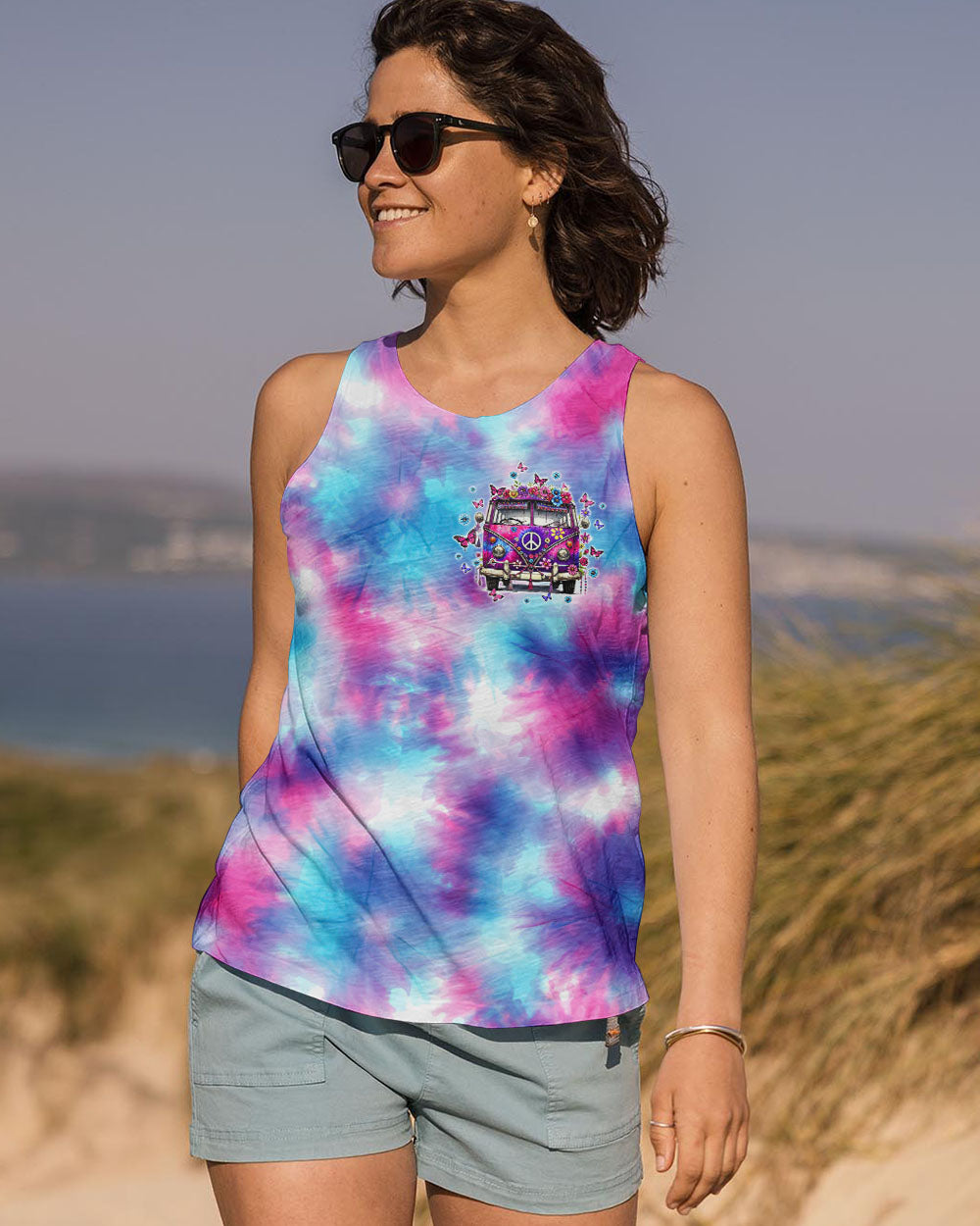 On a Dark Desert Highway Cool Wind in My Hair Hippie Van Tie Dye AOP Shirts _8_ 8PdfF