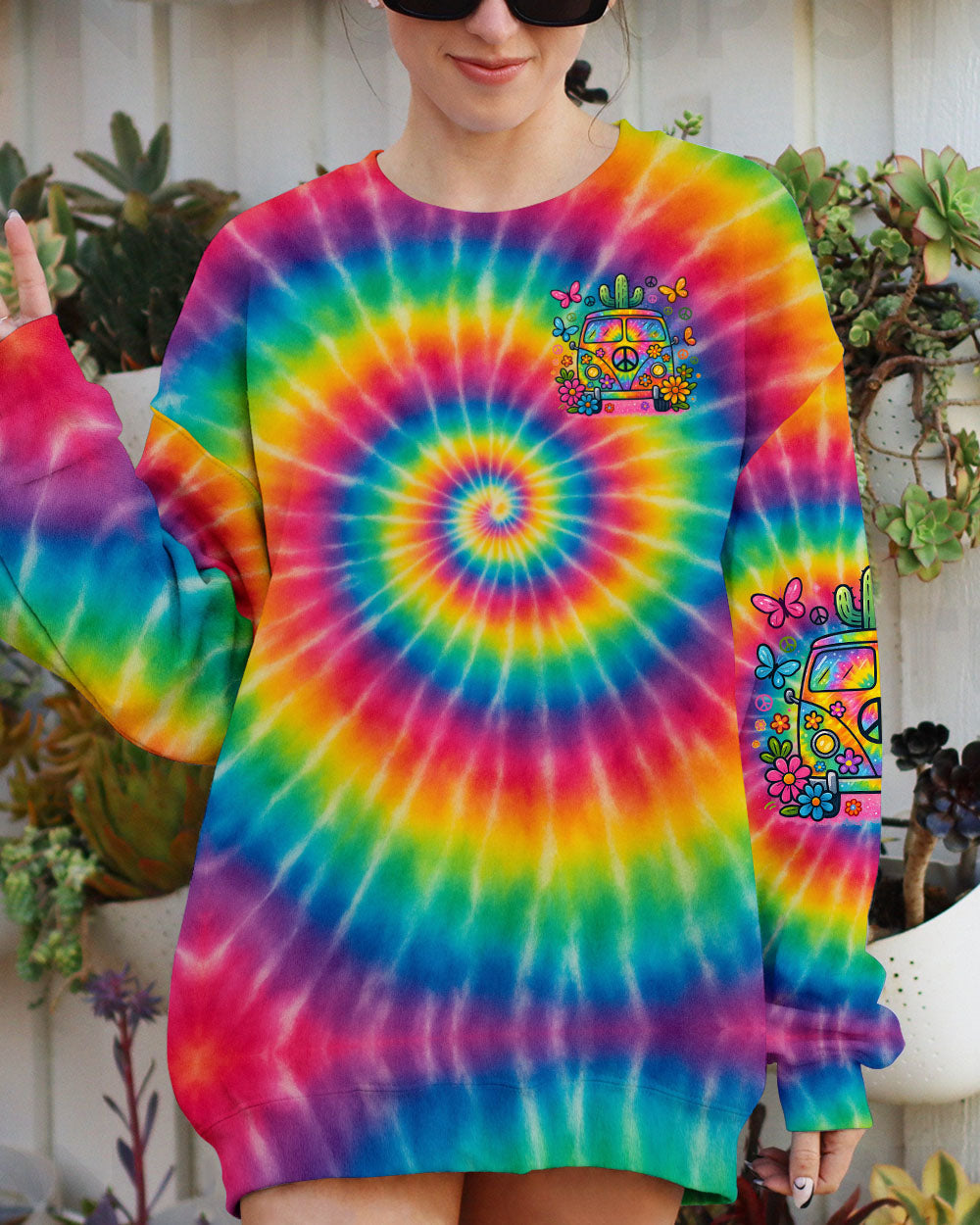 On a Dark Desert Highway Cool Wind in My Hair Tie Dye Hippie Van AOP Shirts _4_ 5WuU4