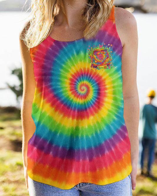 On a Dark Desert Highway Cool Wind in My Hair Tie Dye Peace Van AOP Shirts _10_ WjOea