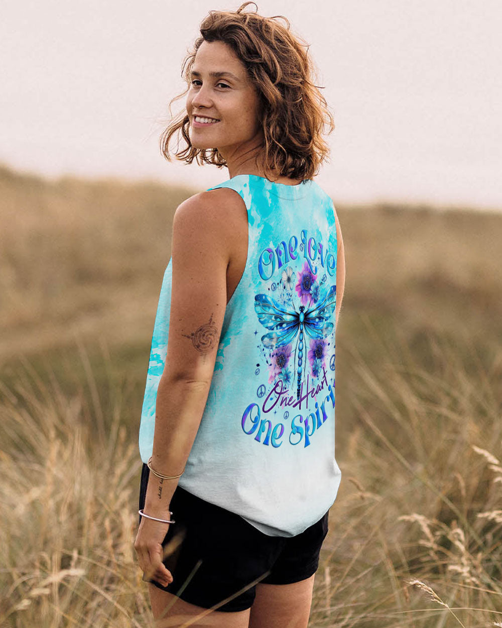 One Love One Heart One Spirit Peaceful Dragonfly and Flowers AOP Shirts _13_ qxfEt
