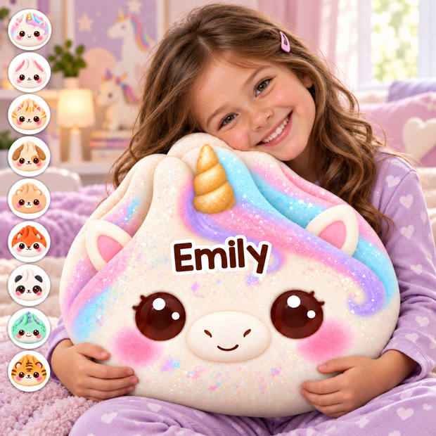 Custom Name Squishy Kawaii Animal Gifts for Kids - Personalized Shaped Pillow