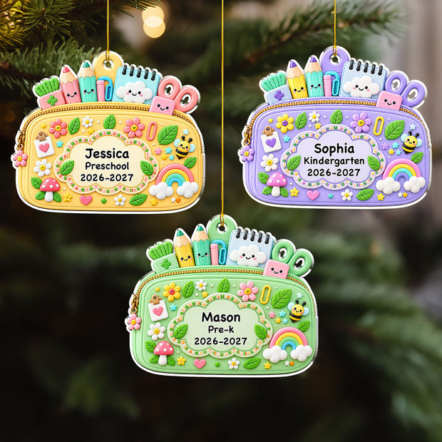 School Days Backpack- Personalized Acrylic Ornament - Gift For Family