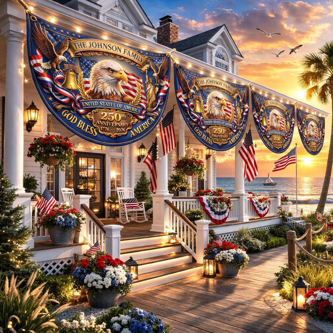 Patriotic American Flag Custom House Gift for Veteri_ 250 Anniversary USA Garden Flag 001