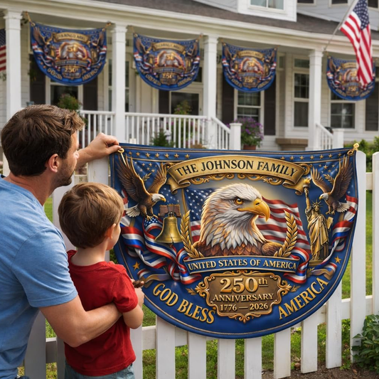 Patriotic American Flag Custom House Gift for Veteri_ 250 Anniversary USA Garden Flag 004