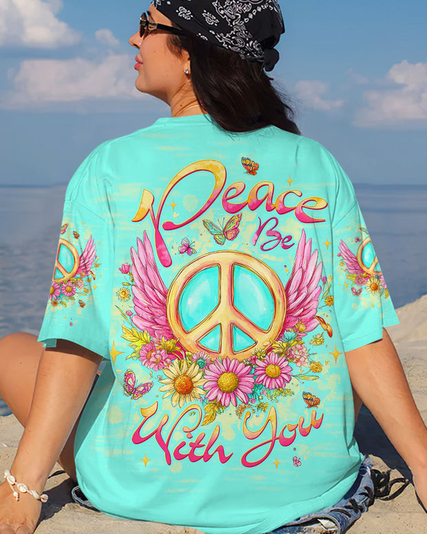 Peace Be With You - Winged Peace Sign and Daisy Hippie Style - AOP Shirts