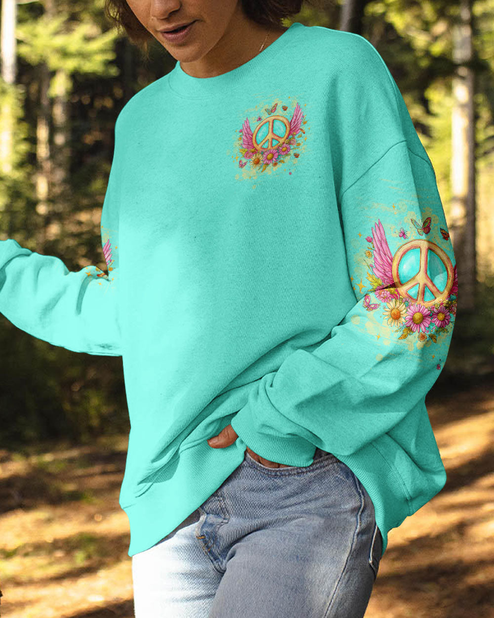Peace Be With You Winged Peace Sign and Daisy Hippie Style AOP Shirts _6_ McWCB