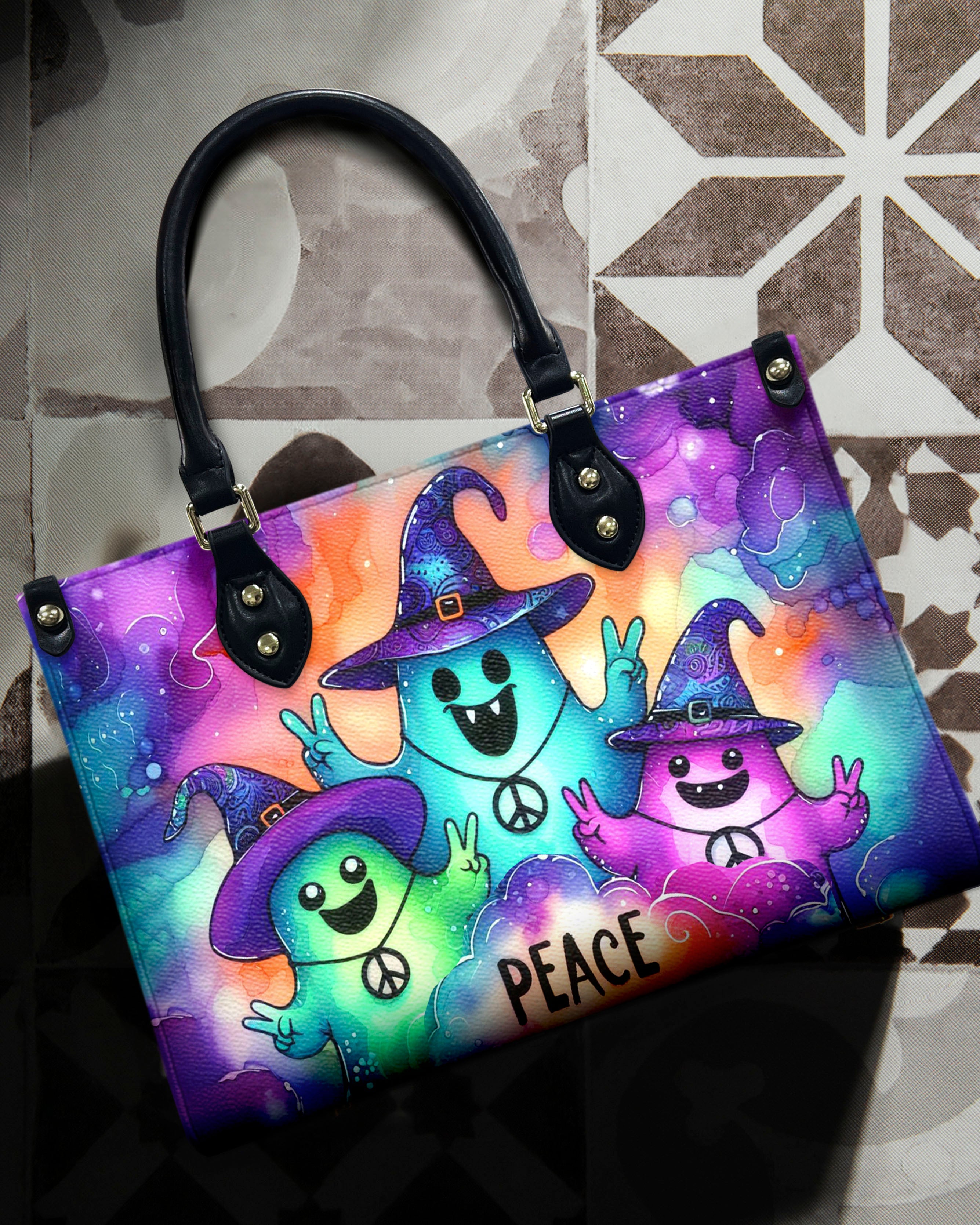 Peace Ghosts Halloween Witch Hat Hippie Leather Bag _11_ CdzhZ