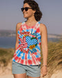 Peace Love America Patriotic Tie Dye Graphic 4th of July Tee for Women AOP Shirts _7_ NpHLt