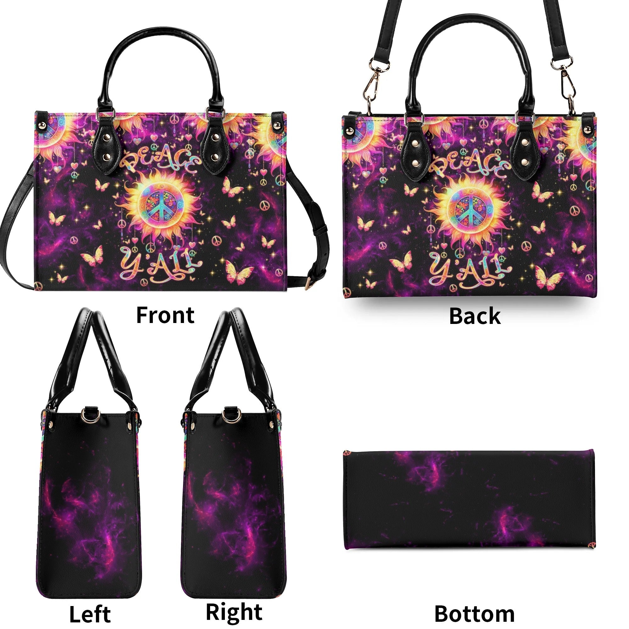 Peace YAll Sun Peace Sign Hippie Leather Bag Gift for Women _4_ keJKK