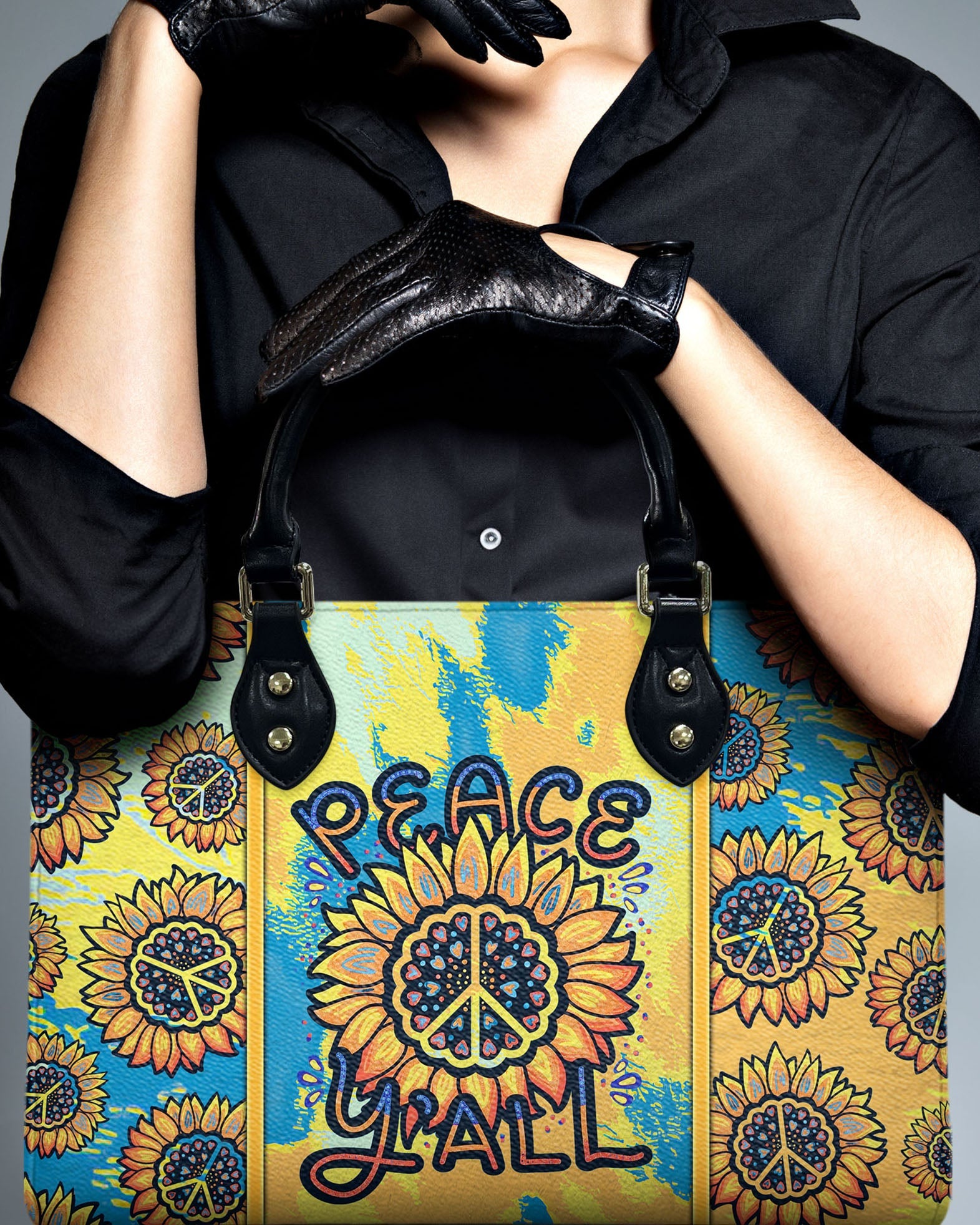Peace Y_E2_80_99all Sunflower Peace Yellow Tie Dye Hippie Leather Bag Gift for Women _10_ cfvgt