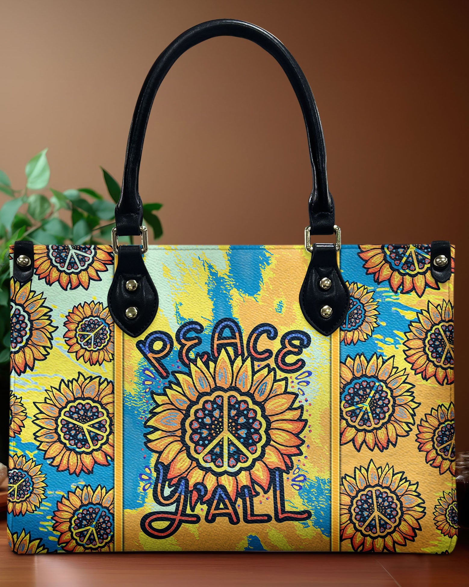 Peace Y_E2_80_99all Sunflower Peace Yellow Tie Dye Hippie Leather Bag Gift for Women _1_ VDDu1