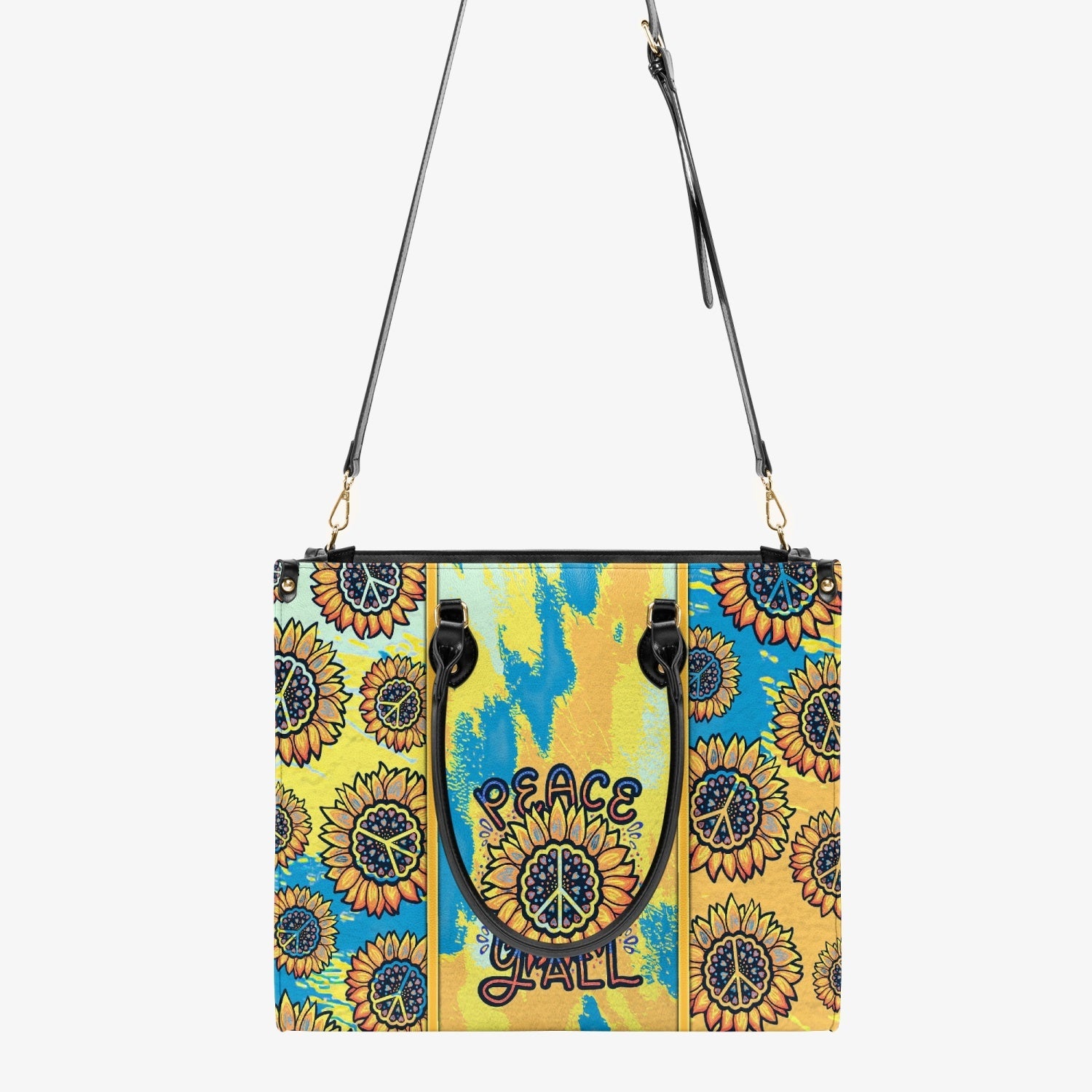 Peace Y_E2_80_99all Sunflower Peace Yellow Tie Dye Hippie Leather Bag Gift for Women _4_ lxayM
