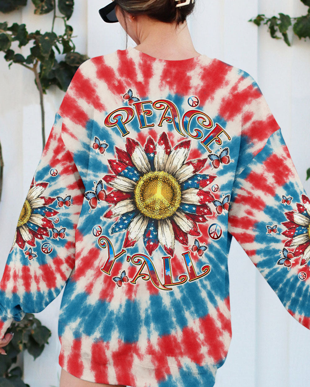 Peace Y_E2_80_99all Sunflower USA Tie Dye Patriotic 4th of July Tee for Women AOP Shirts _9_ qafoi