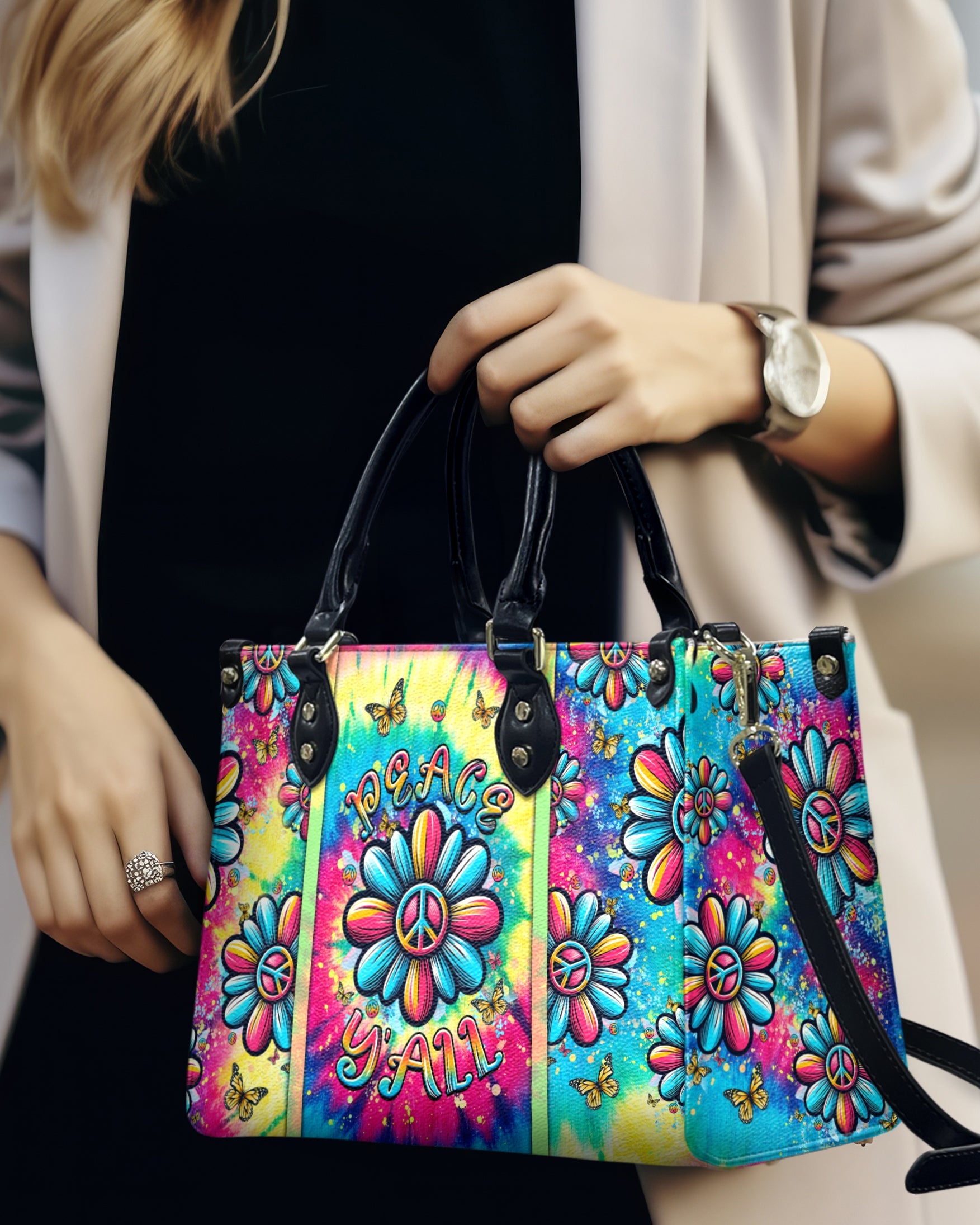 Peace Y_E2_80_99all Tie Dye Colorful Daisy Hippie Leather Bag Gift for Women _2_ a4hab