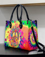 Peace Y_E2_80_99all Tie Dye Hippie Colorful Floral Peace Sign Leather Bag _2_ WfIss