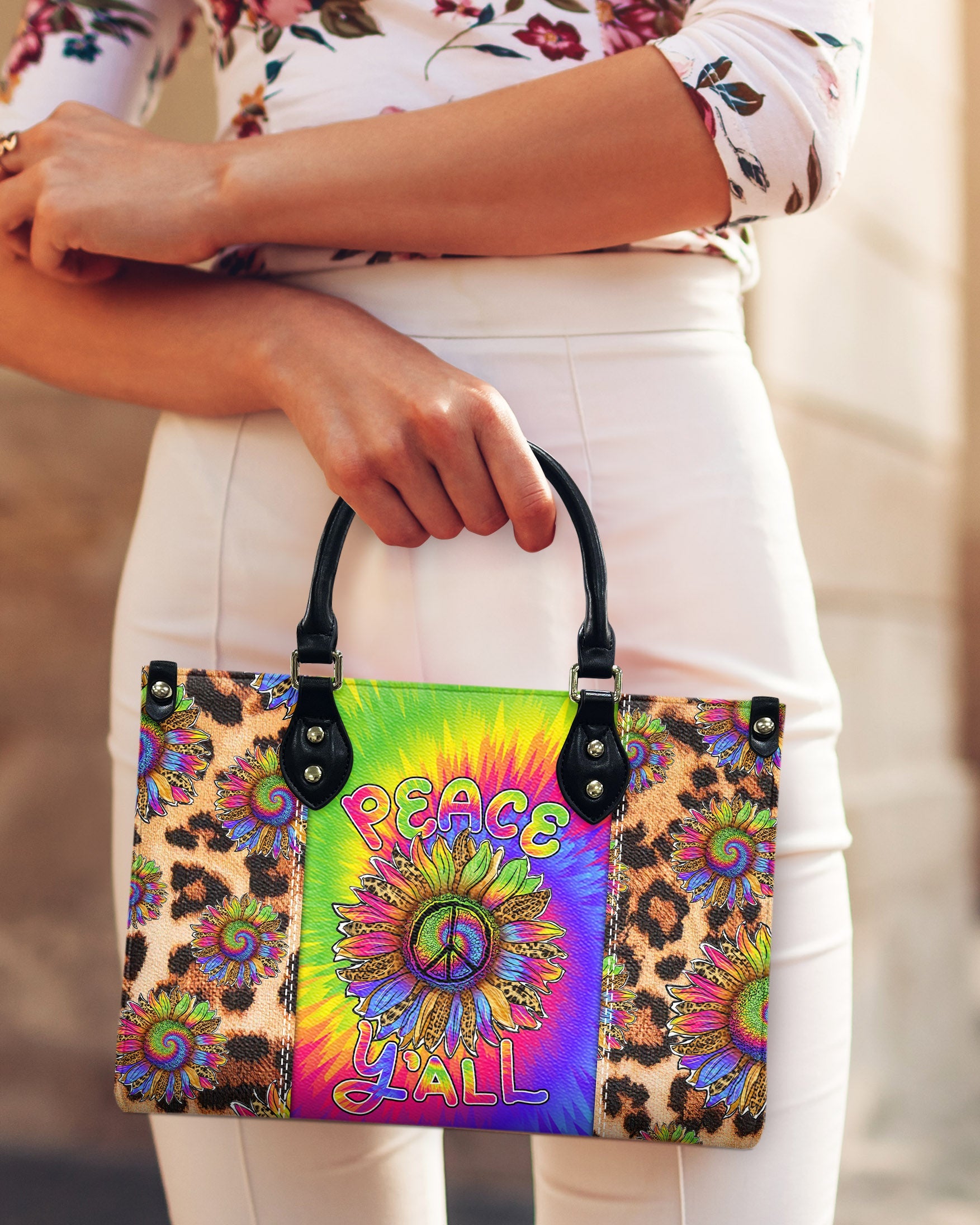 Peace Y_E2_80_99all Tie Dye Sunflower Leopard Hippie Leather Bag Gift for Women _9_ qZS46