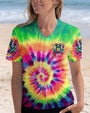 Peace Yall Tie Dye Frog Groovy Hippie Graphic for Women AOP Shirts _4_ ynzcV