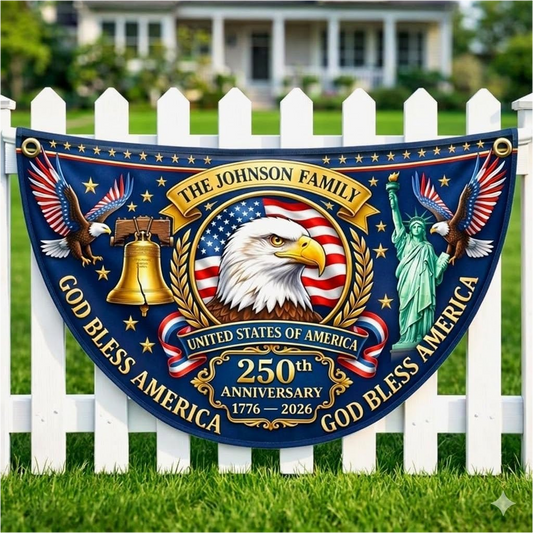 Personalized 250th Semiquincentennial Bunting Flag_ Custom Family Name USA 250th Anniversary Flag 006