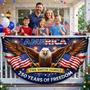 Personalized USA 250th Anniversary Bunting Flag with Family Name_  4th of July Patriotic Eagle Design
