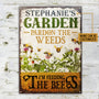 PersonalizedBeeGardenPardonTheWeedsClassicMetalSignMockup03 510 Tintin