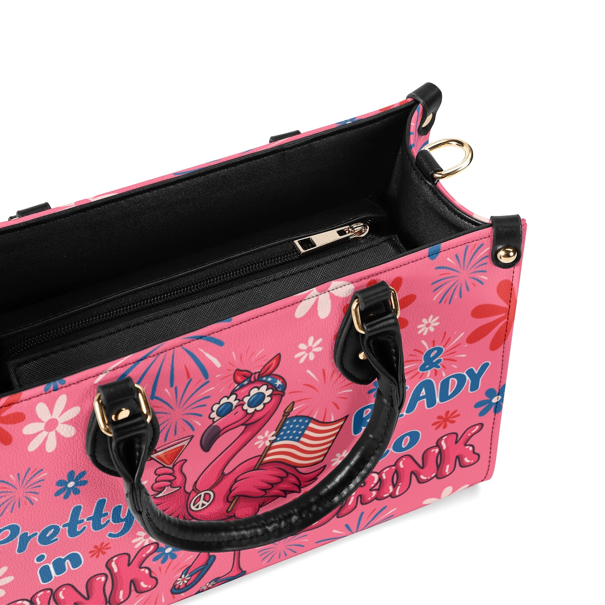 Pretty in Pink _26 Ready to Drink Flamingo Patriot Drink Cocktail Leather Bag _5_ r7Ynb