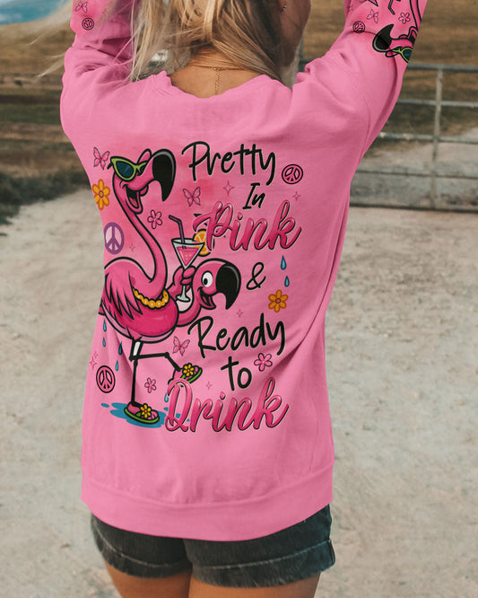 Pretty in Pink _26 Ready to Drink Flamingo in Cocktail Party Graphic for Women AOP Shirts _10_ QLmMv
