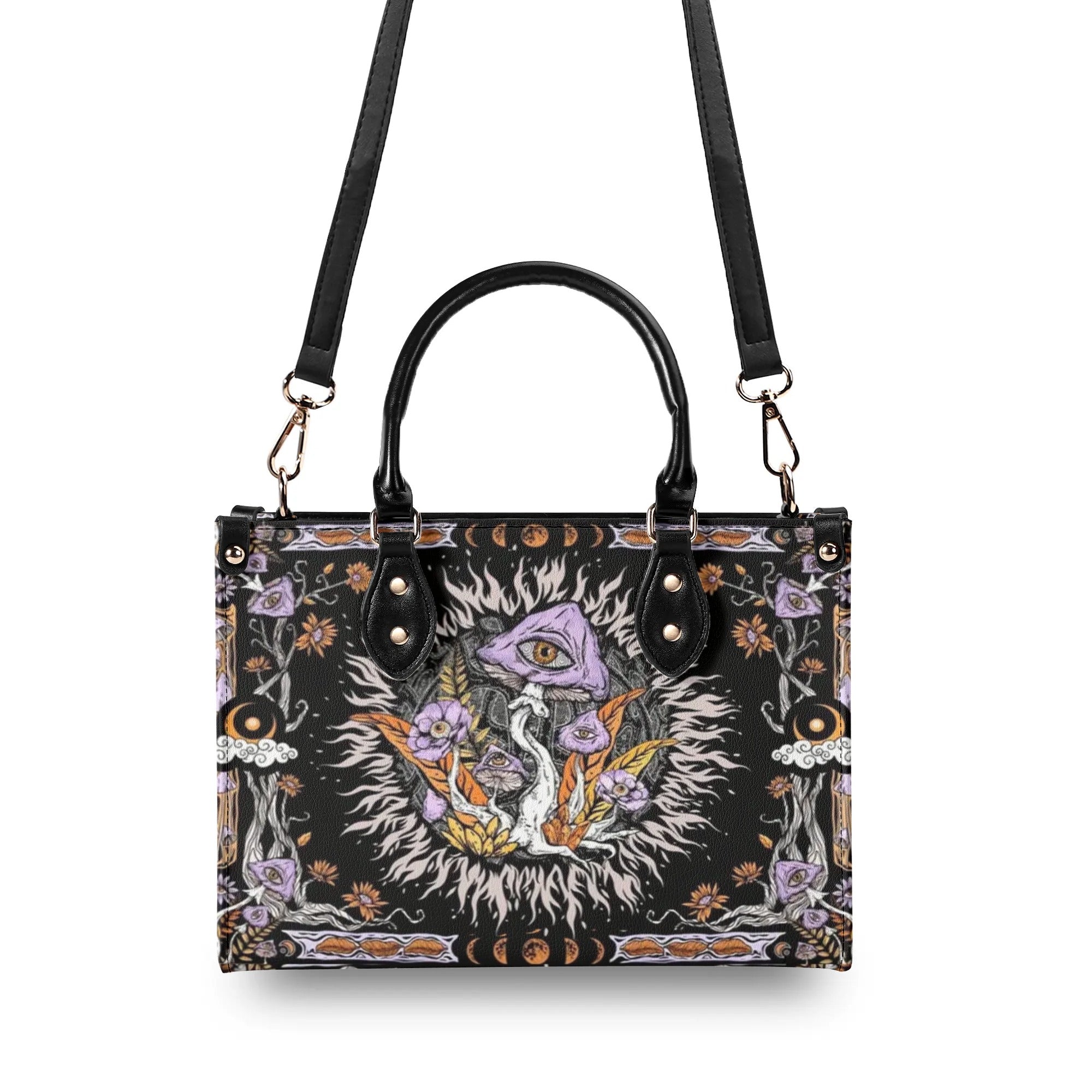 Psychedelic Mushroom with Eyes Hippie Leather Bag Gift for Women _10_ k0SYL
