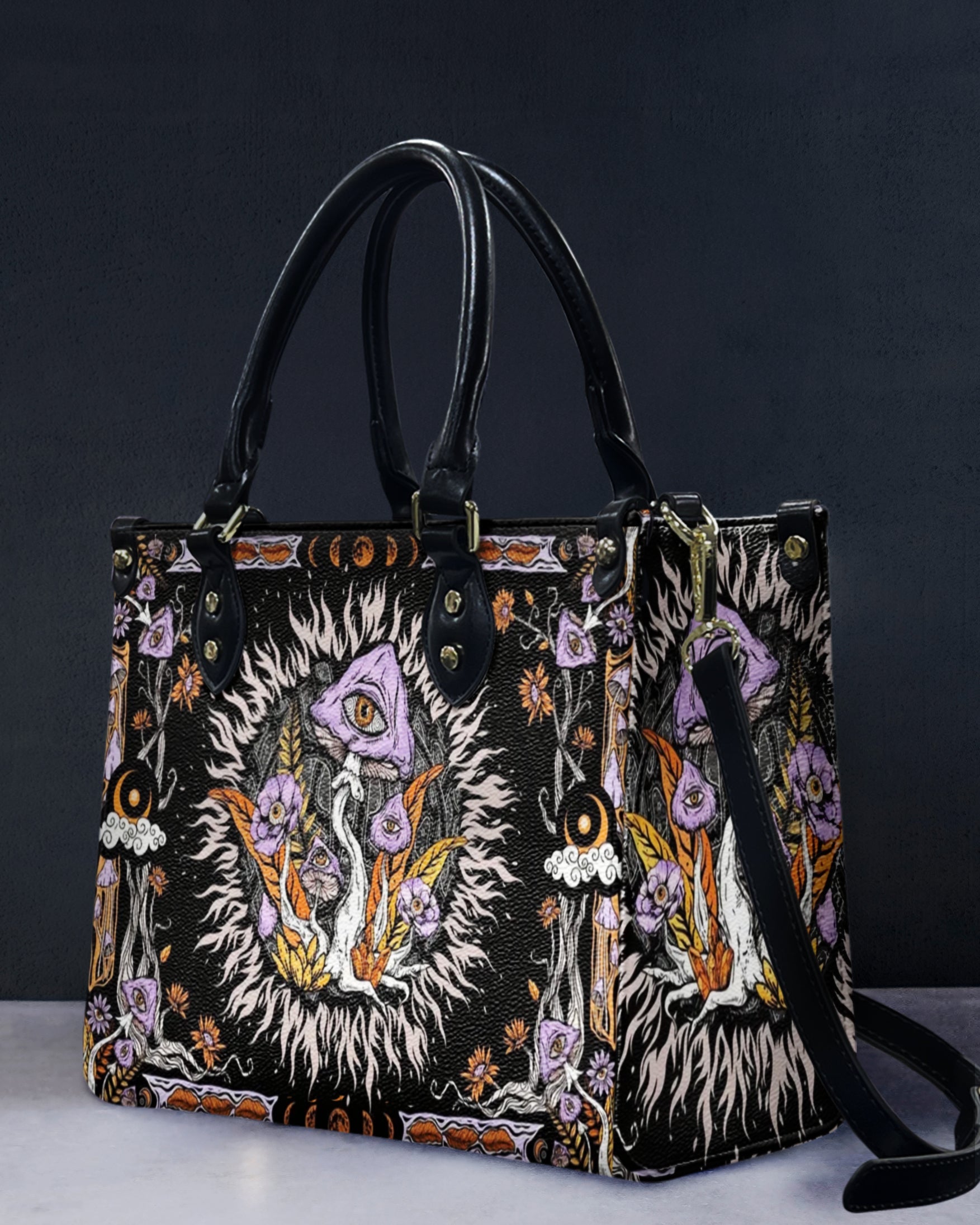 Psychedelic Mushroom with Eyes Hippie Leather Bag Gift for Women _2_ DTDKW