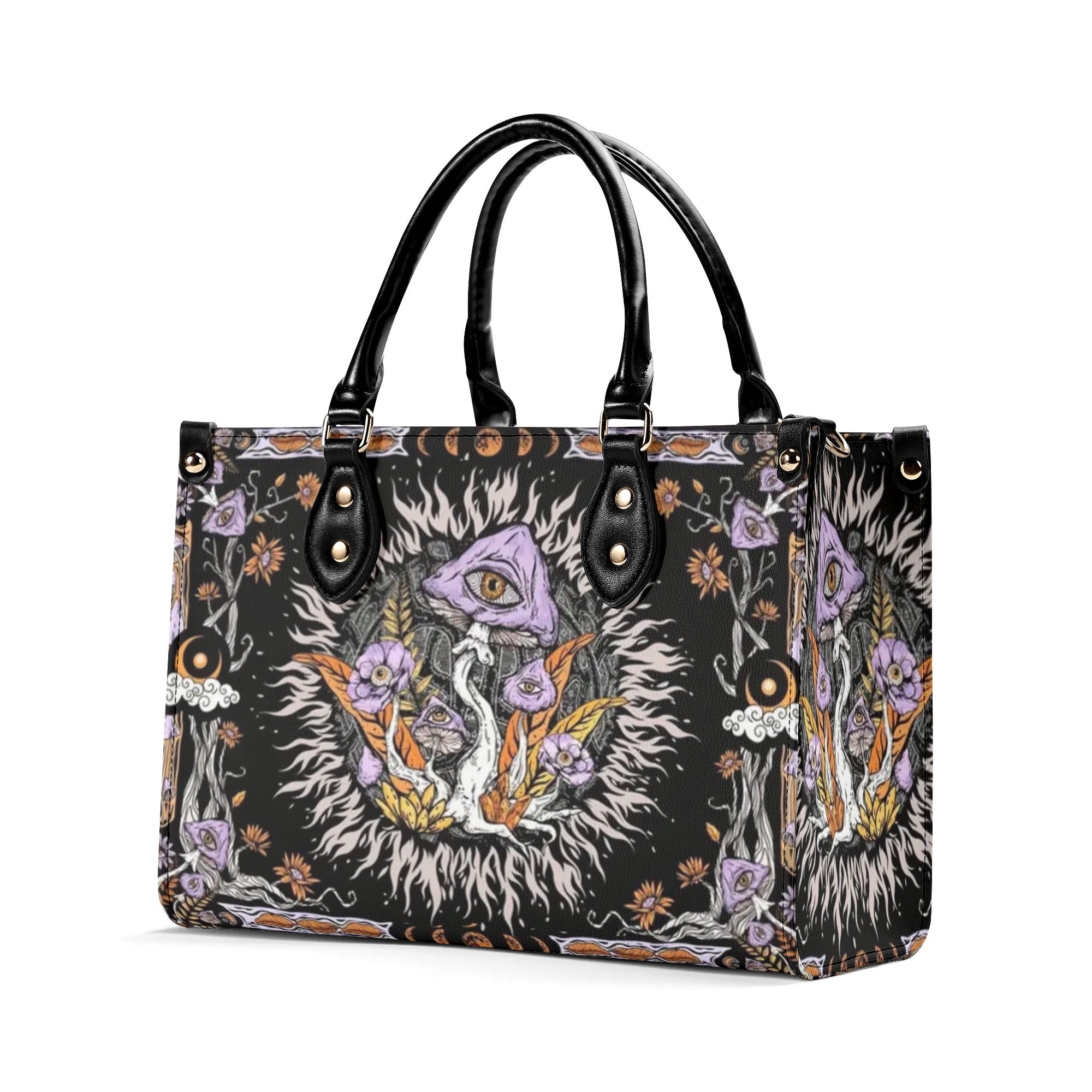 Psychedelic Mushroom with Eyes Hippie Leather Bag Gift for Women _6_ 0SNWJ