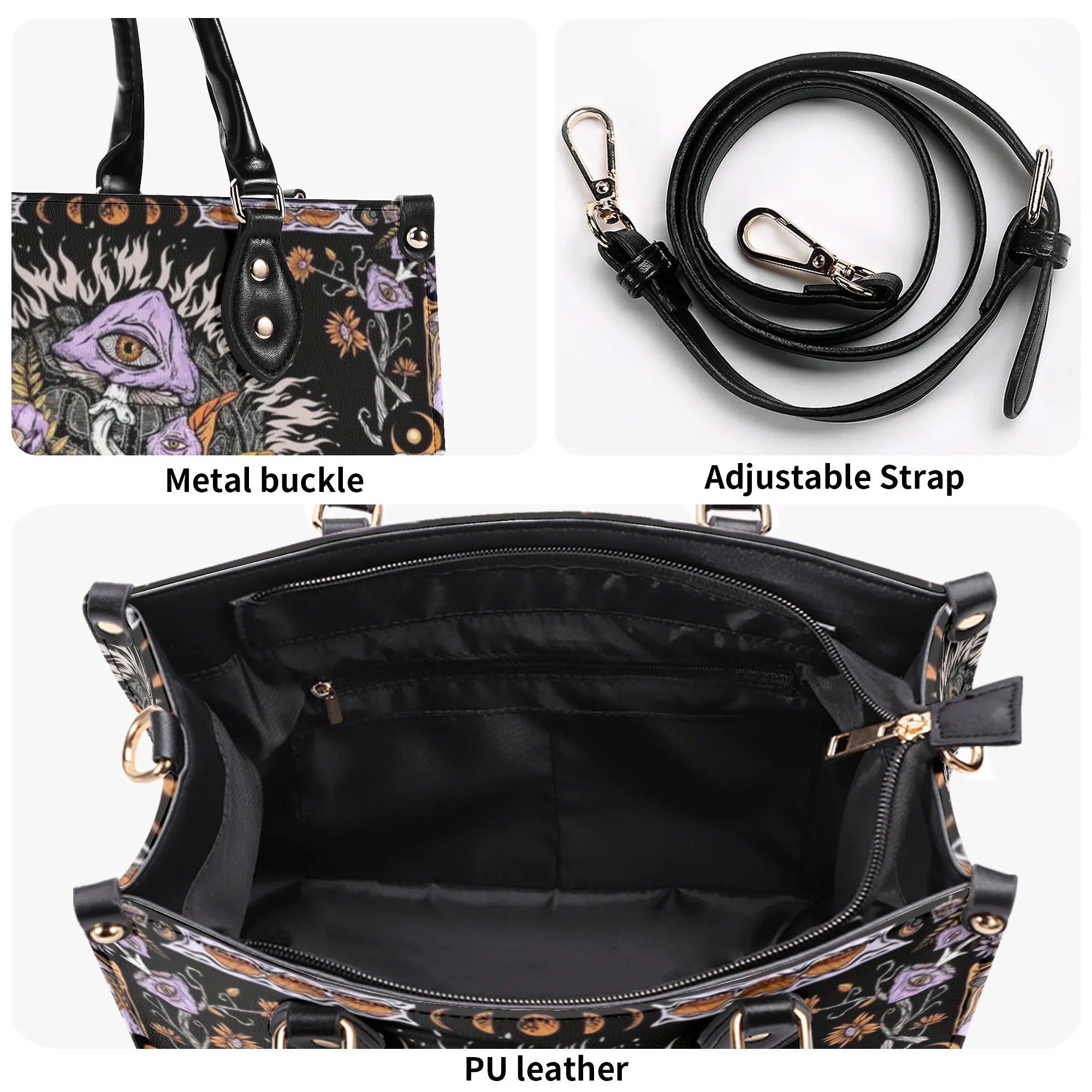Psychedelic Mushroom with Eyes Hippie Leather Bag Gift for Women _8_ XfUgc
