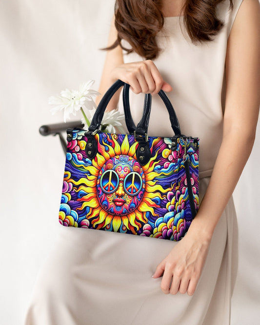 Psychedelic Peace Sun Trippy Boho Hippie Leather Bag Gift for Women _10_ MIRT6