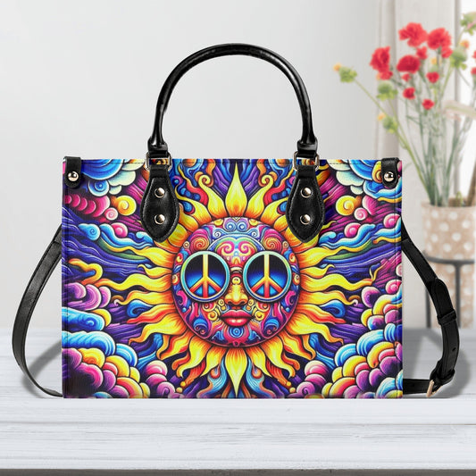 Psychedelic Peace Sun Trippy Boho Hippie Leather Bag Gift for Women _1_ pNkOn