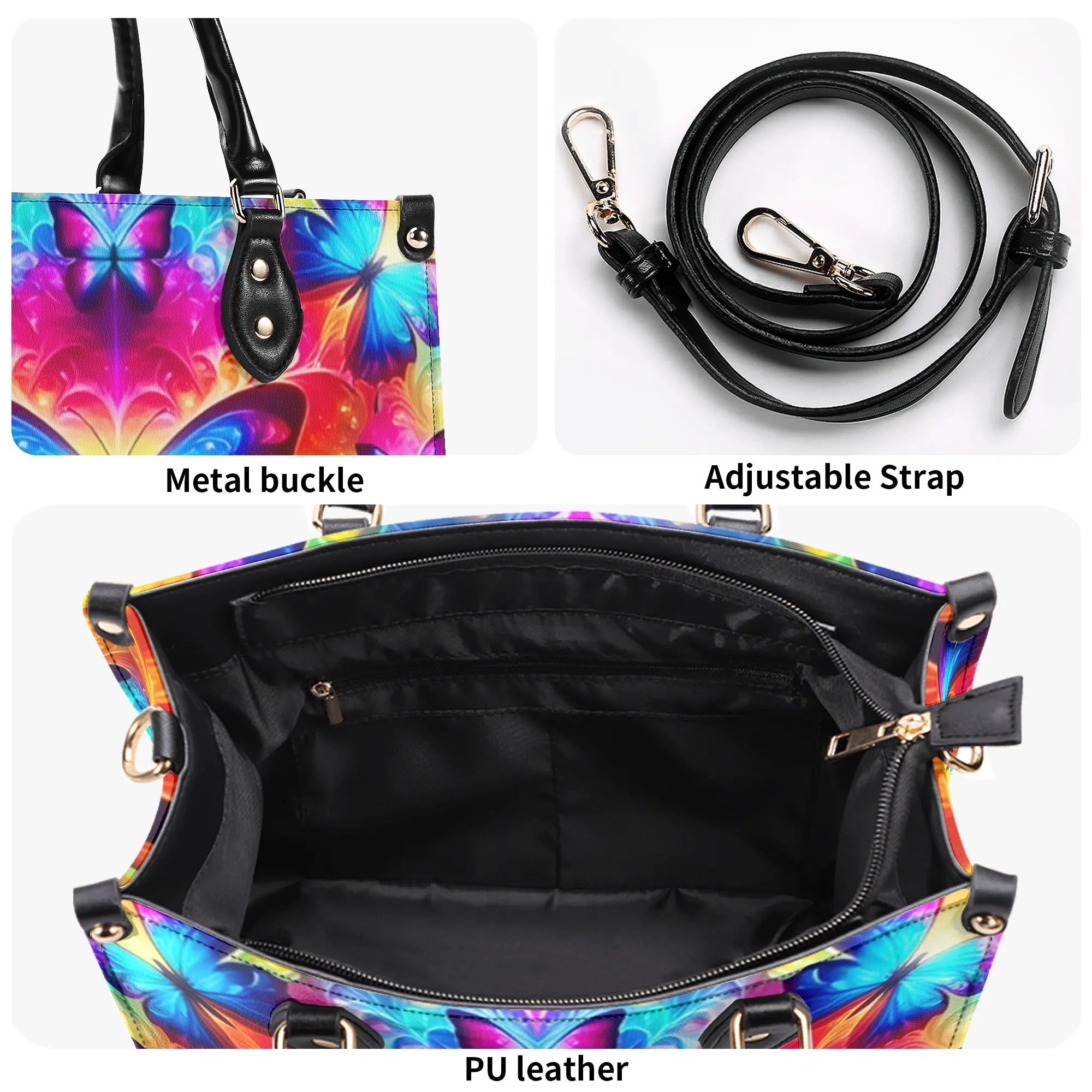 Rainbow Butterfly Fantasy Hippie Leather Bag Gift for Women _7_ orSSf